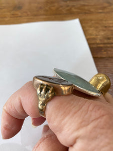 Estate Vintage Gold and Carnelian Intaglio Wax Seal Ring - The Curatorial Dept.