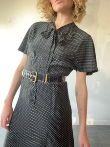 Vintage Yves Saint Laurent Black Silk Apostrophe Dress