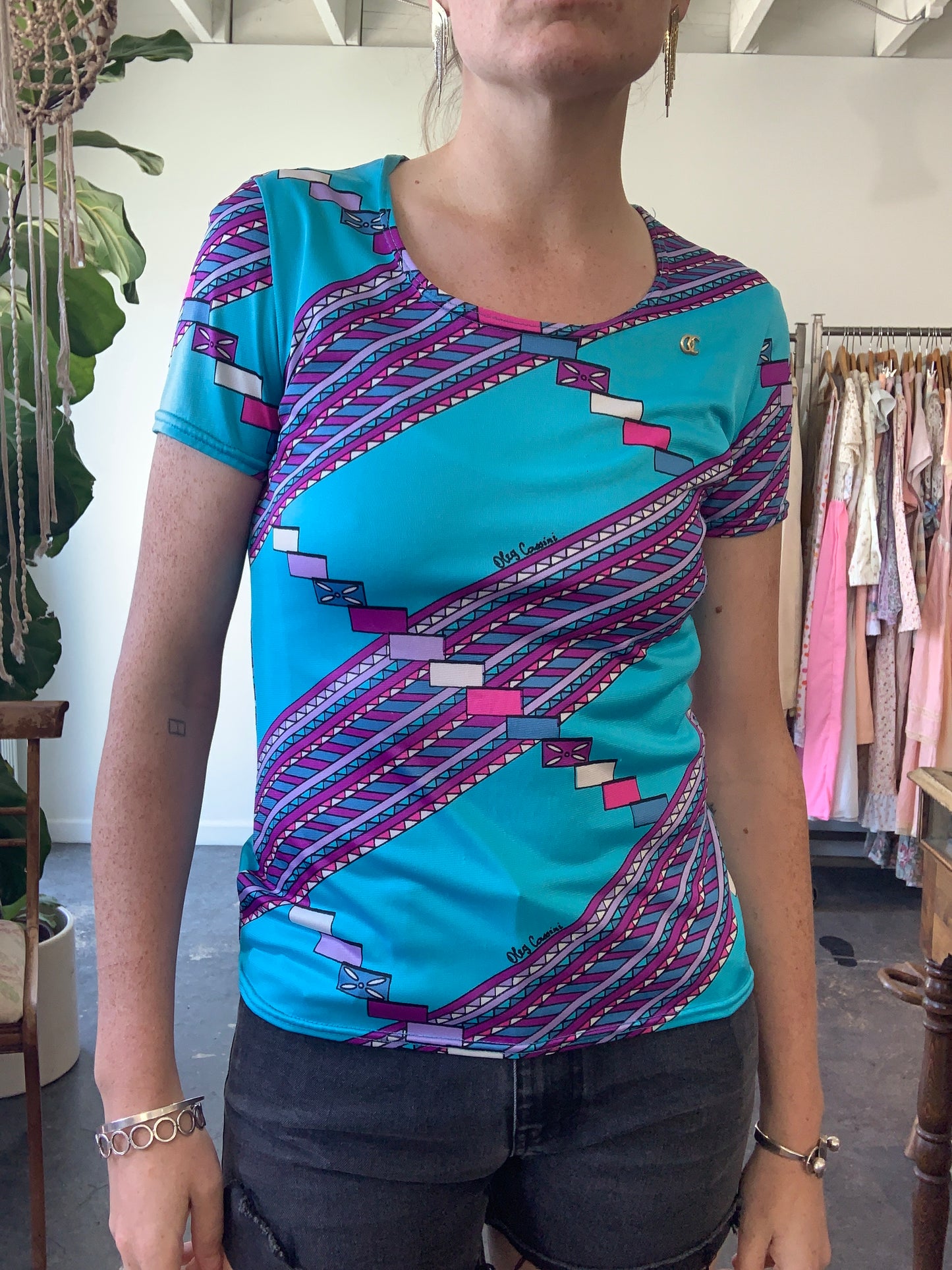 Vintage Oleg Cassini Patterned Tee - The Curatorial Dept.