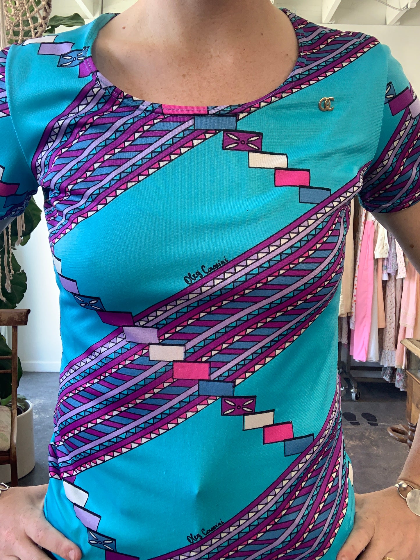 Vintage Oleg Cassini Patterned Tee - The Curatorial Dept.