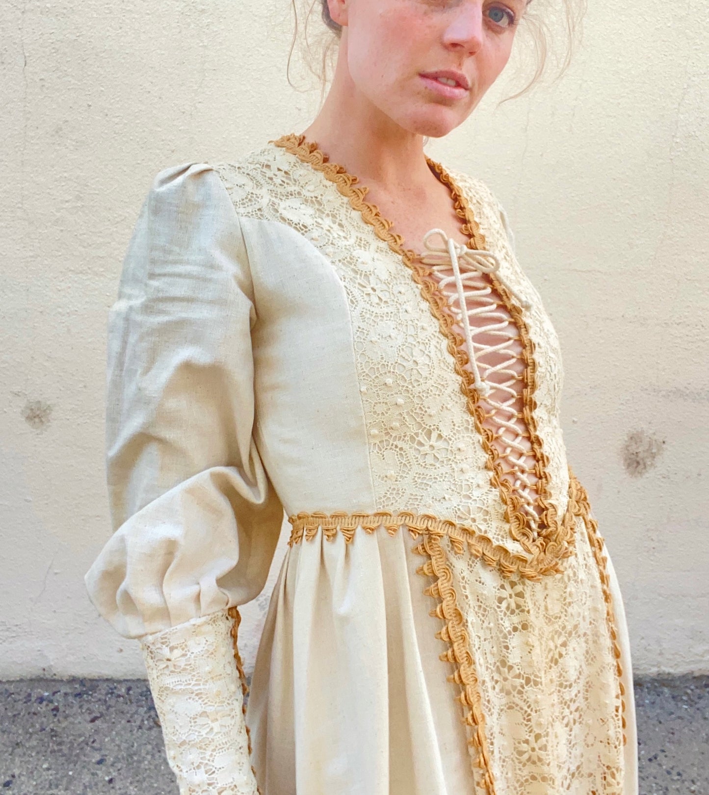 Vintage Gunne Sax Lace Detailed Dress - The Curatorial Dept.