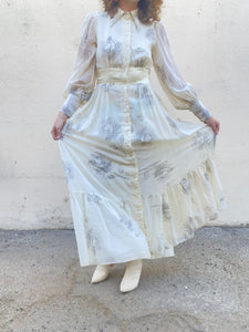 Vintage Gunne Sax Dotted Floral Pattern Dress - The Curatorial Dept.