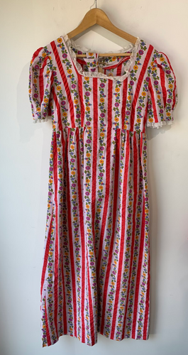 Pink Striped Floral Maxi Dress - The Curatorial Dept.