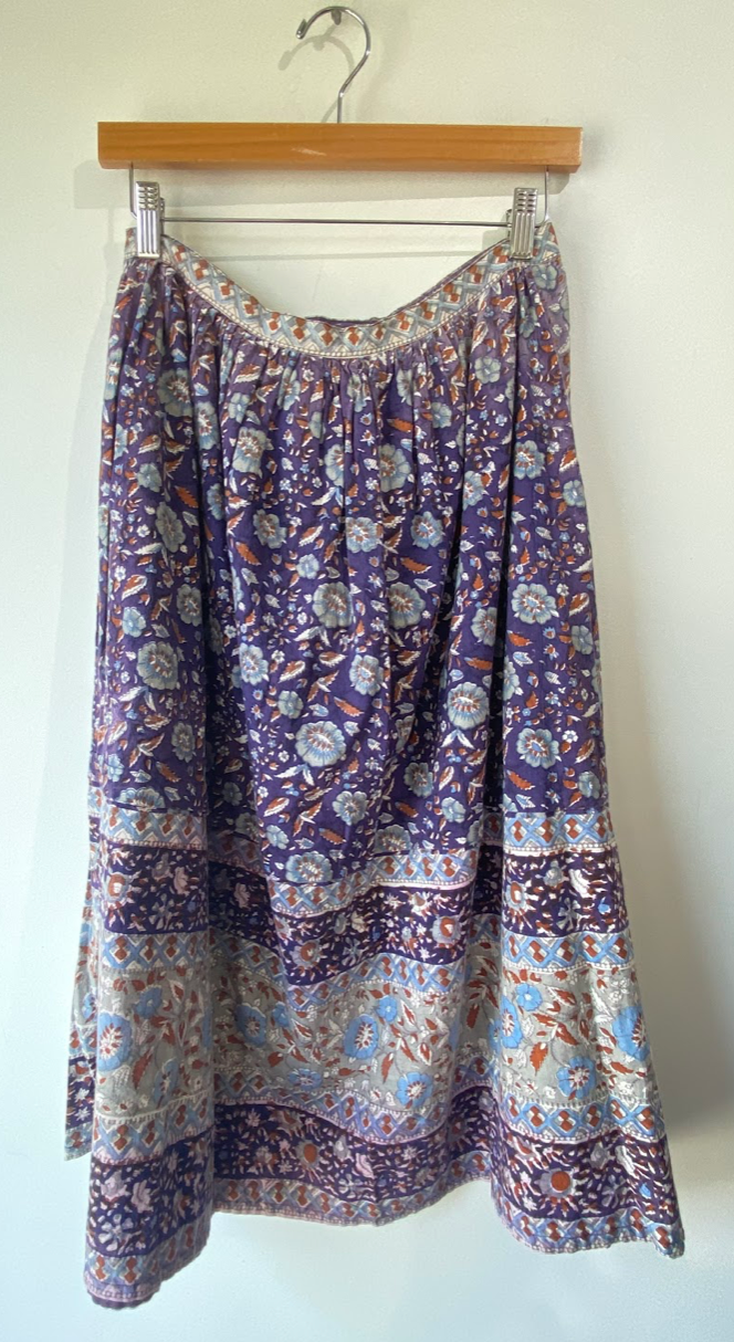 Vintage Bakalli Indian Block Print Skirt - The Curatorial Dept.