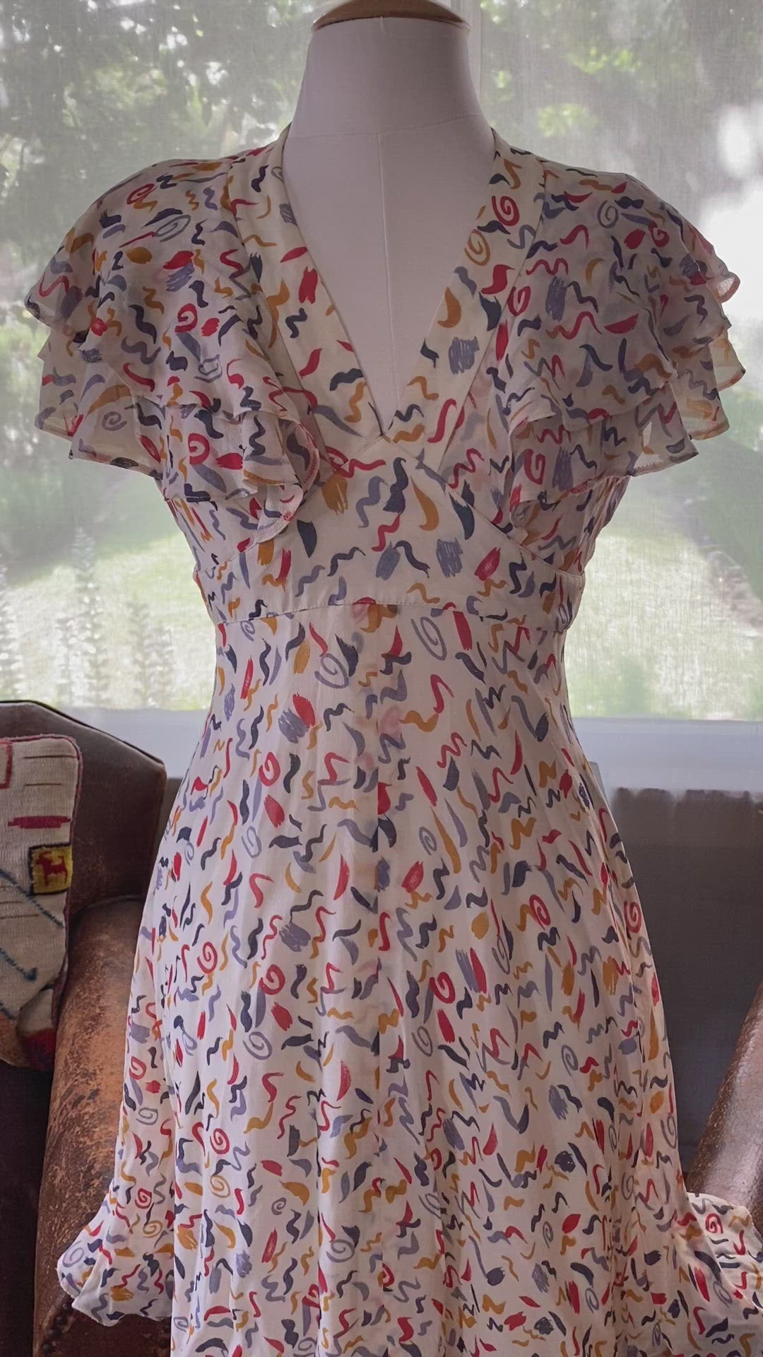 Vintage Ossie Clark for Radley Cream Crepe Silk Party Dress