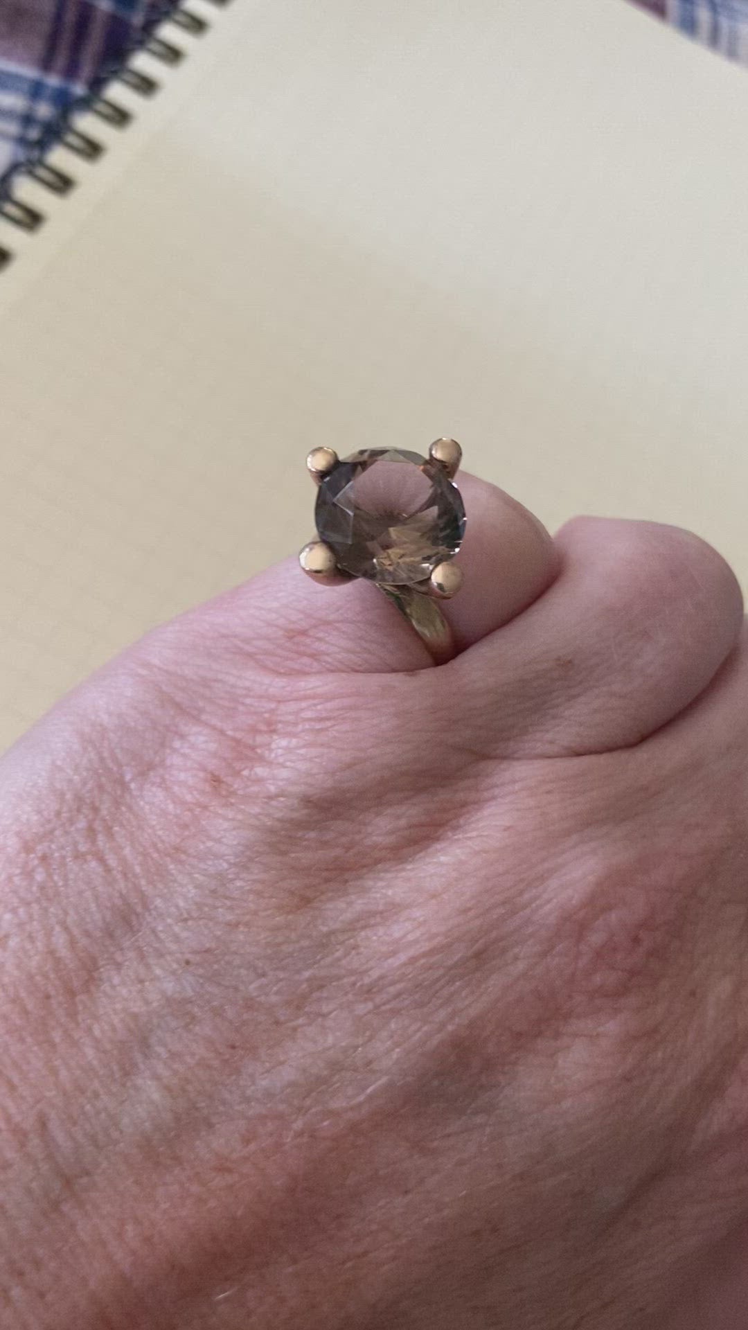 Modernist 14K Gold Smoky Topaz Cocktail Ring