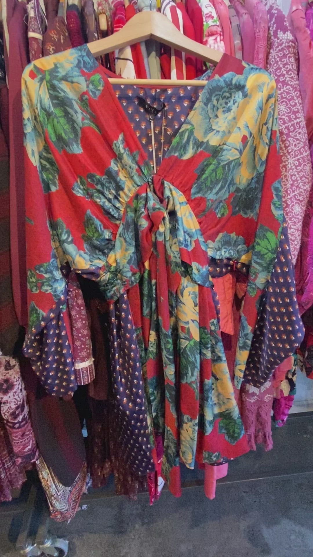 Biyan Floral Silk Dress with Tie