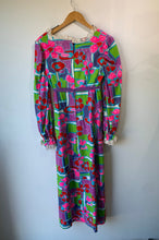 Vintage Abstract Floral Pattern Dress - The Curatorial Dept.