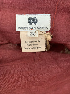 Dries Van Noten Maroon Linen Wrap Shorts - The Curatorial Dept.