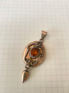 Vintage 14K Gold Gold Pendant Locket with Citrine Stone - The Curatorial Dept.