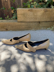 Vintage Louis Vuitton Beige Pumps/Heels with Pointed Toe - The Curatorial Dept.