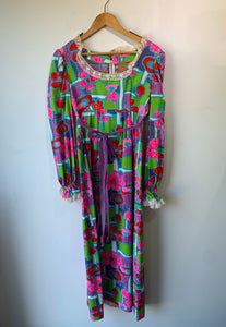 Vintage Abstract Floral Pattern Dress - The Curatorial Dept.