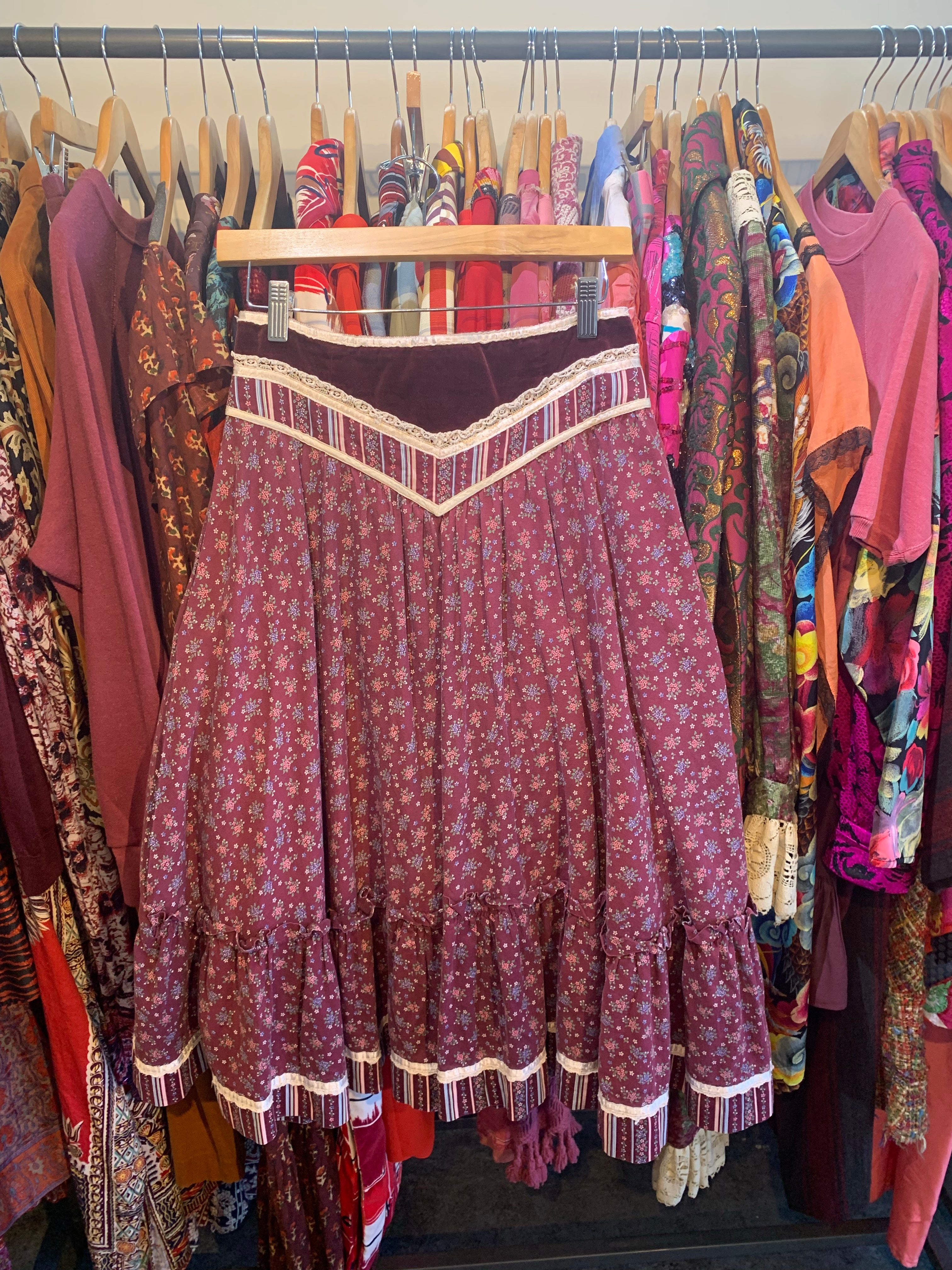 Vintage Gunne Sax Maroon Prairie Skirt – The Curatorial Dept.