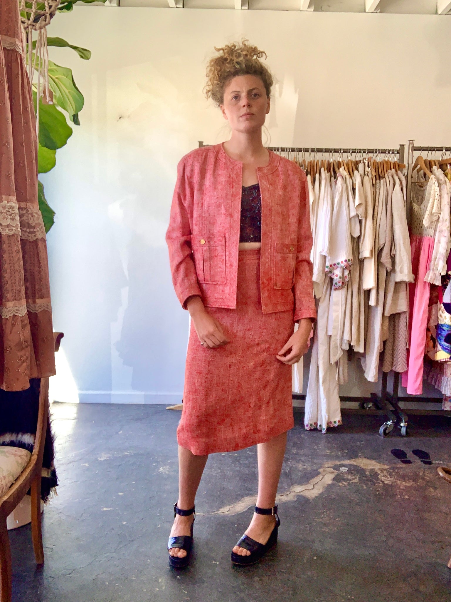 Past auction: Red Chanel skirt suit 1990s