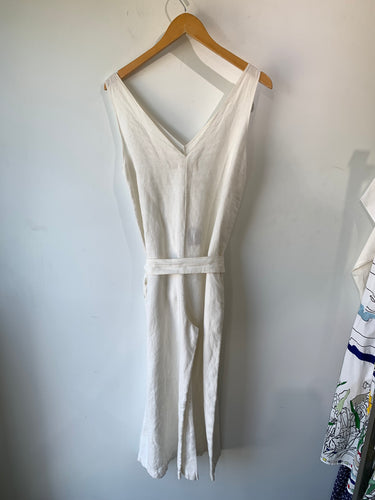 Rachel Craven White Linen Jumpsuit - The Curatorial Dept.