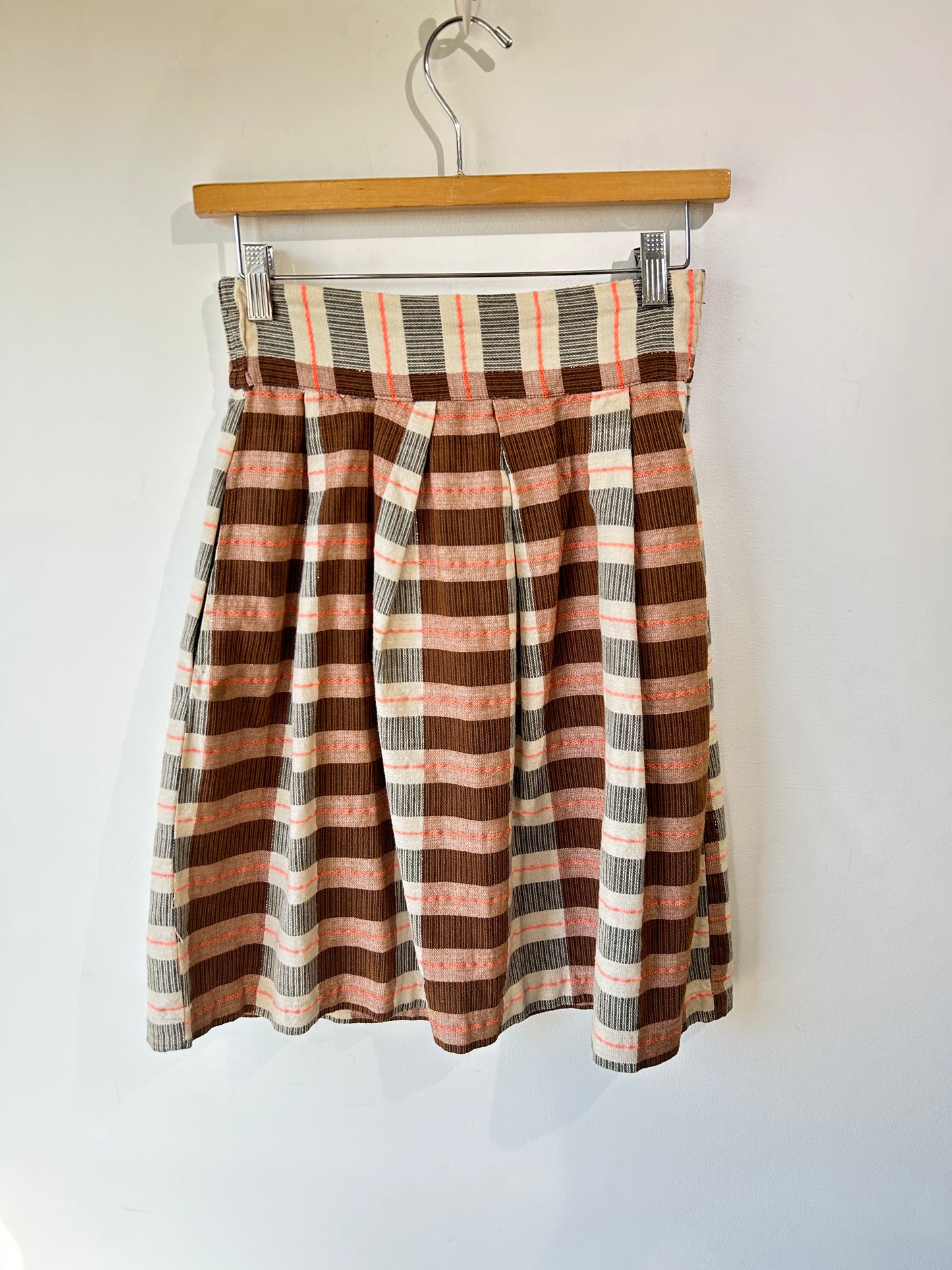 Ace & Jig Pink & Brown Striped Skirt - The Curatorial Dept.