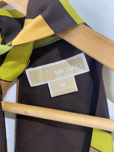 Michael Kors Green Patterned Silk Dress - The Curatorial Dept.