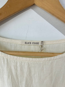 Black Crane Pale Yellow Linen Dress