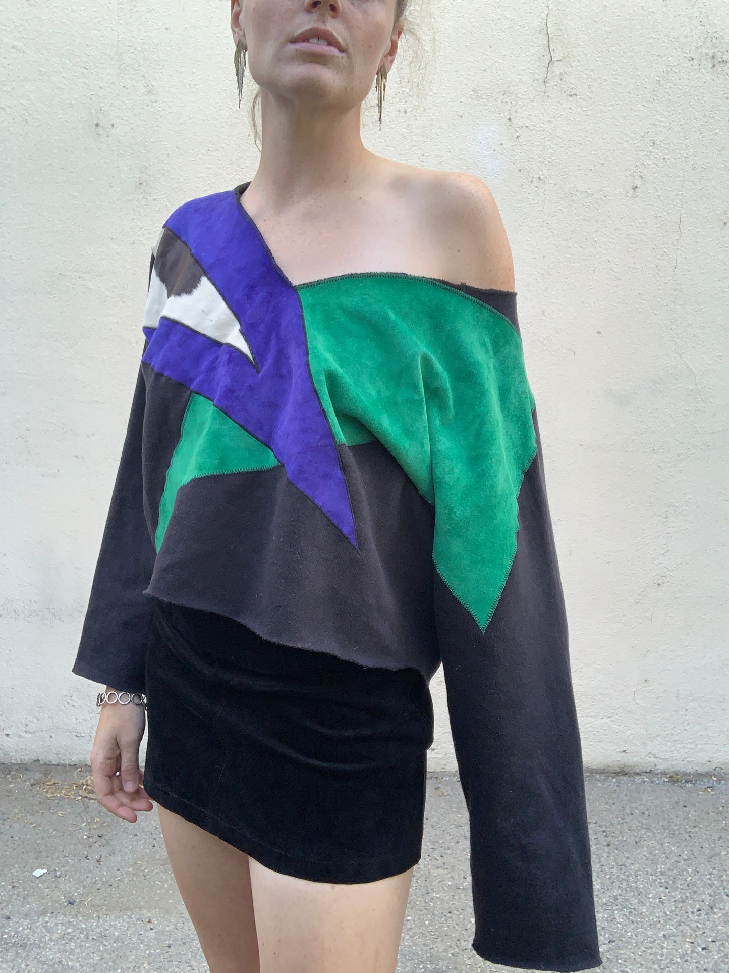 Vintage Elisabetta Rogiani Black Suede Micro Mini Skirt - The Curatorial Dept.