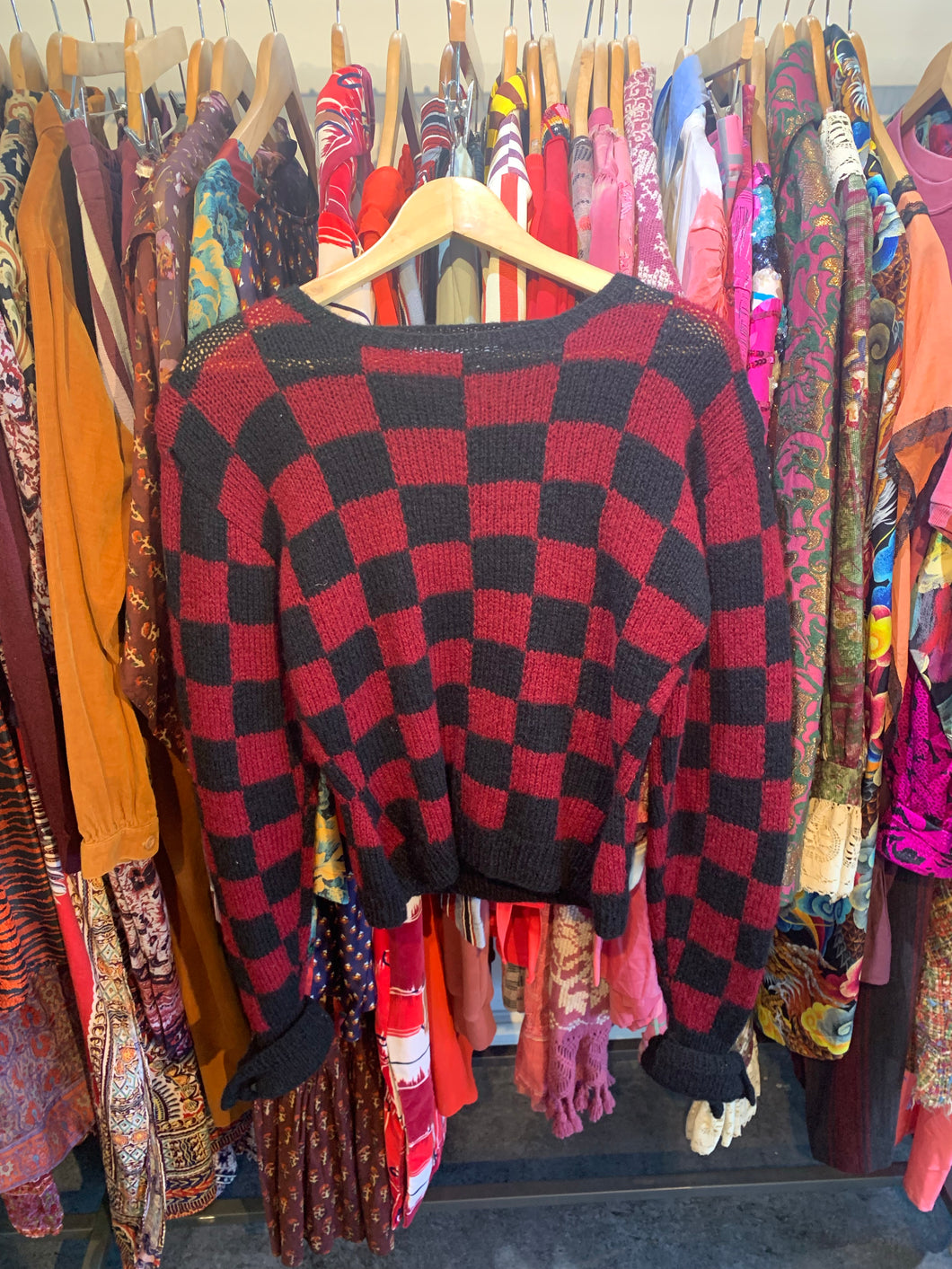 Vintage Perry Ellis Checkered Sweater - The Curatorial Dept.
