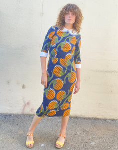 Stella Jean Navy and Orange Gourd Print Dress - The Curatorial Dept.