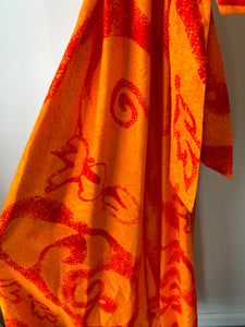 Vintage Fumi's Originals Bright Orange Wrap Dress - The Curatorial Dept.