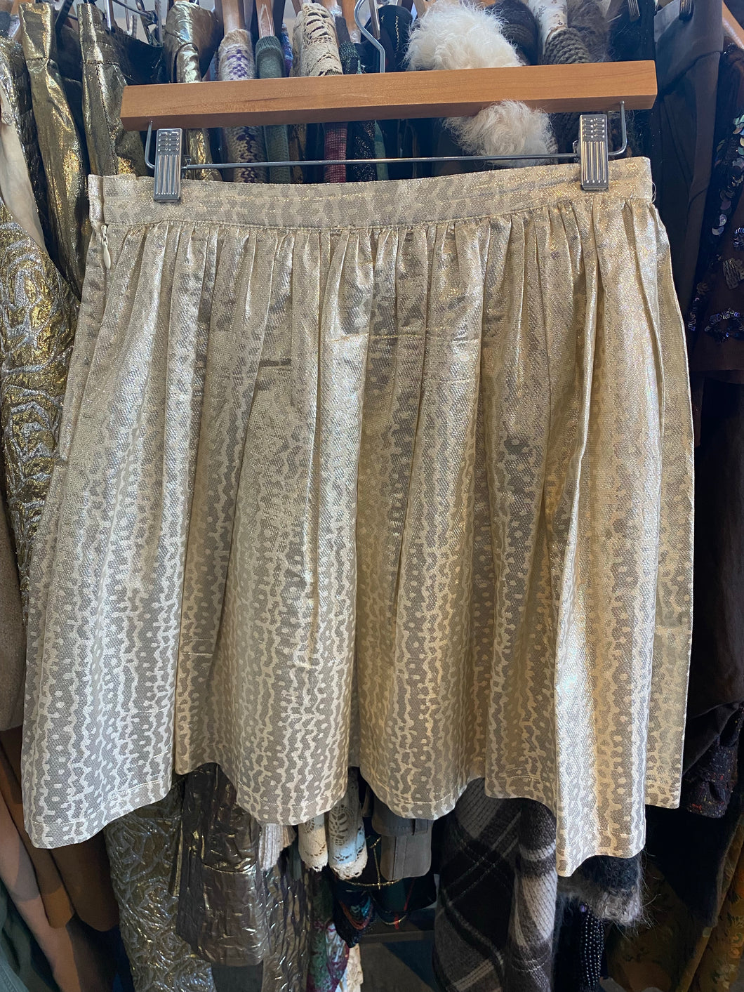 Band of Outsiders Gold Lamé Mini Skirt - The Curatorial Dept.