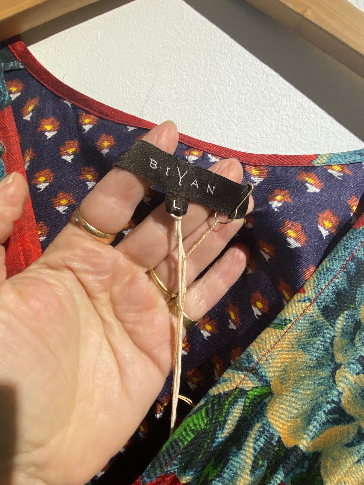 Biyan Floral Silk Dress with Tie - The Curatorial Dept.