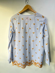Lieblingsstuck Blue and Gold Eyelet Lace Blouse
