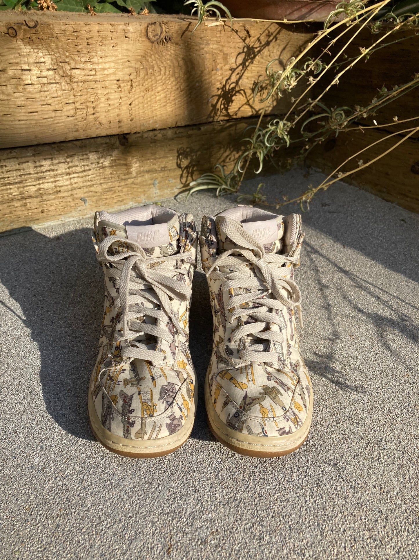 Vintage Liberty Print Airplanes Nike Dunk Sky High Tops - The Curatorial Dept.