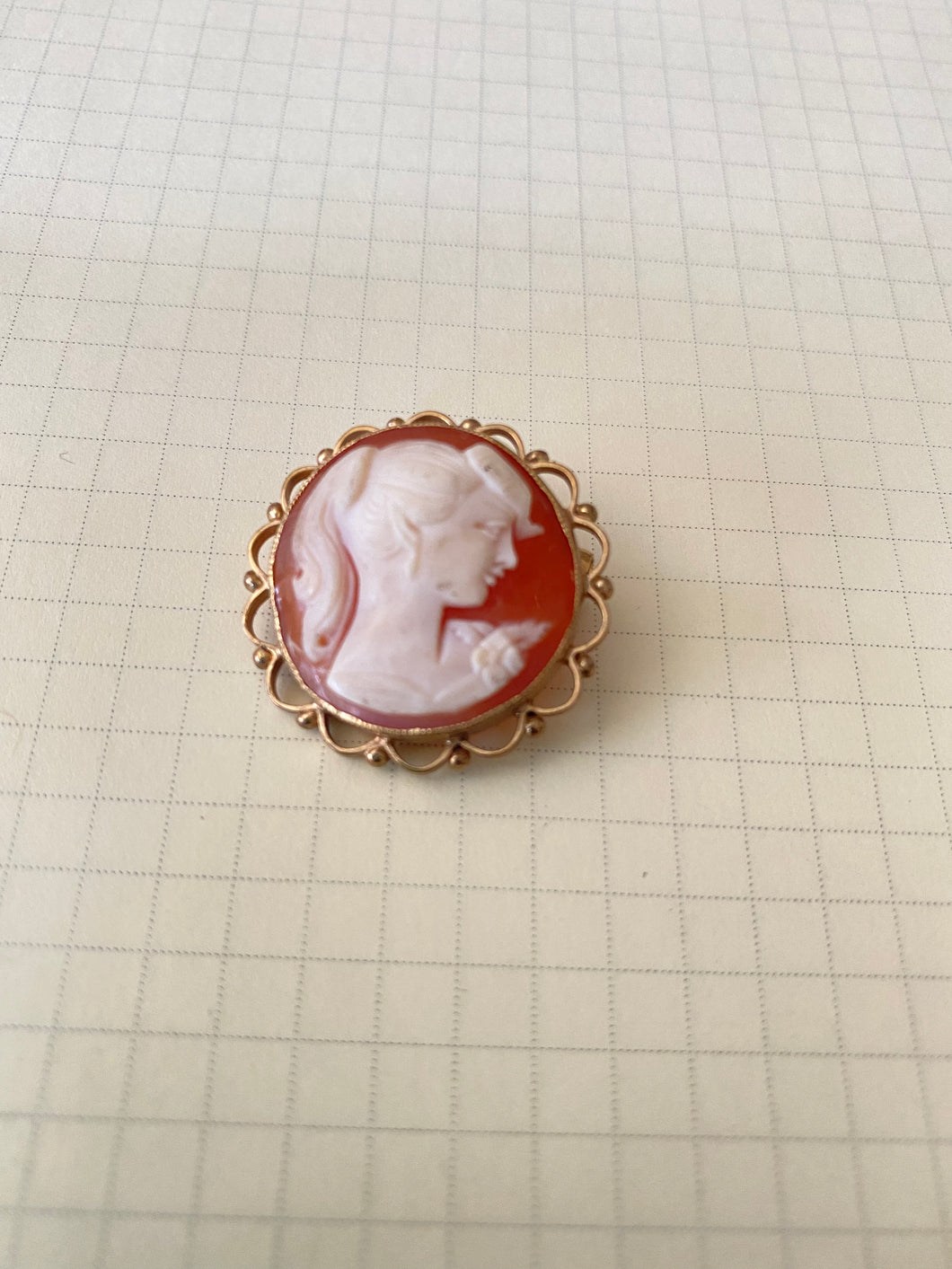 Antique 9K Gold Cameo Woman with a Ponytail - The Curatorial Dept.