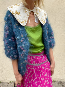 Vintage Blue Mohair Cardigan Sweater - The Curatorial Dept.