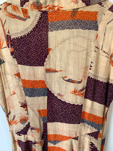Vintage Orange and Purple Pattern Hawaiian Dress