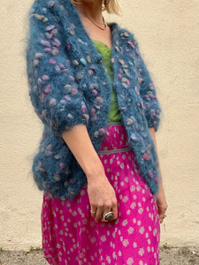 Vintage Blue Mohair Cardigan Sweater - The Curatorial Dept.