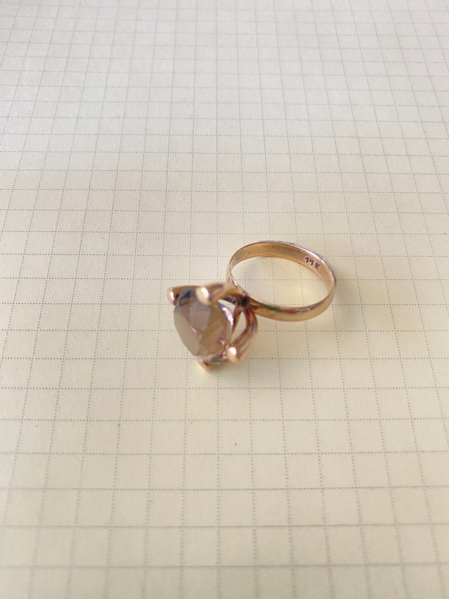 Modernist 14K Gold Smoky Topaz Cocktail Ring - The Curatorial Dept.