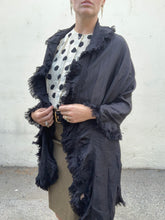 Shirleah Black Silk Shawl with Ruffled Edge - The Curatorial Dept.