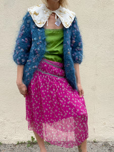 Vintage Blue Mohair Cardigan Sweater - The Curatorial Dept.