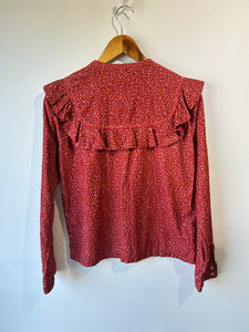 Doen Red Floral Corduroy Blouse