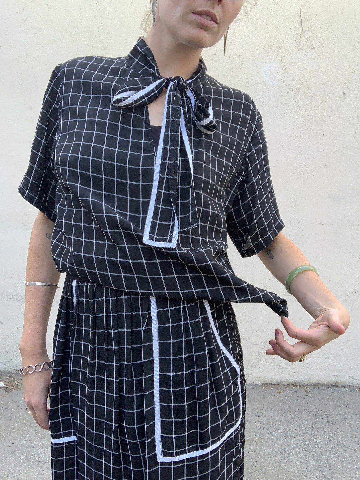 Colovos Asymmetrical Checkered Dress - The Curatorial Dept.