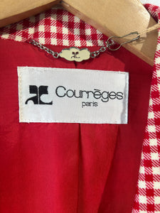 Vintage Courreges Red Gingham Cropped Suit Jacket