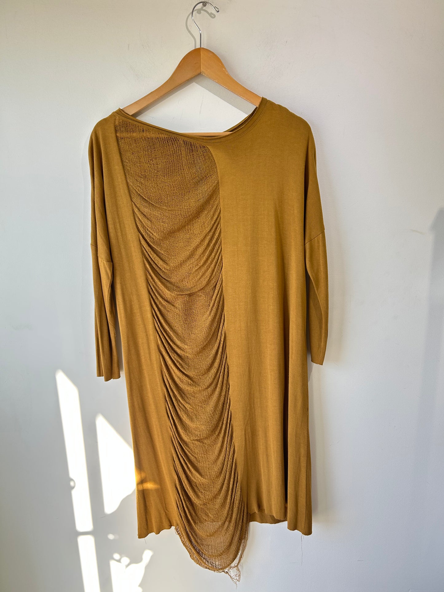 Raquel Allegra Mustard Brown Cotton Dress - The Curatorial Dept.