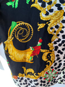 Vintage Versace Silk Shirt With Skiers - The Curatorial Dept.