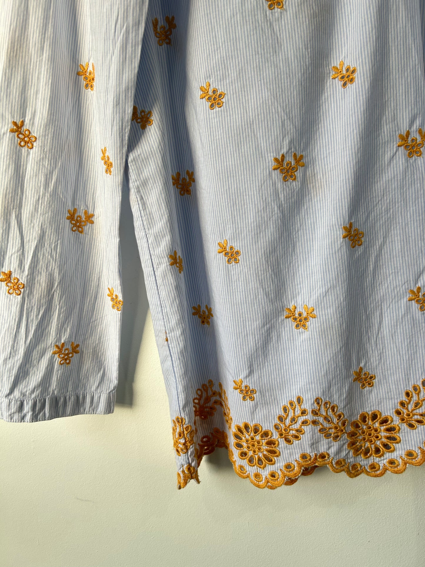 Lieblingsstuck Blue and Gold Eyelet Lace Blouse - The Curatorial Dept.