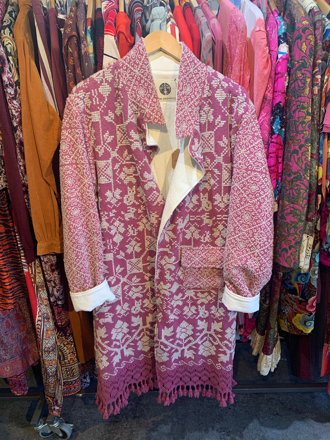 MYM Oragnics Handmade Embroidered Pink Coat - The Curatorial Dept.