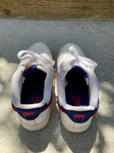 White Nike Air Force 1 with Red and Blue "Chenille Swoosh" size 6.5 Women's - The Curatorial Dept.