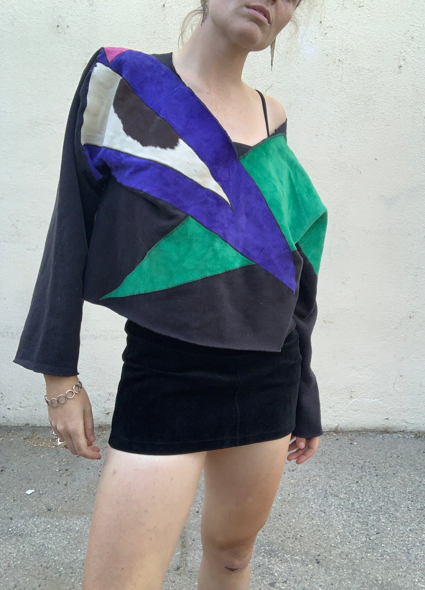 Vintage Elisabetta Rogiani Black Suede Micro Mini Skirt - The Curatorial Dept.