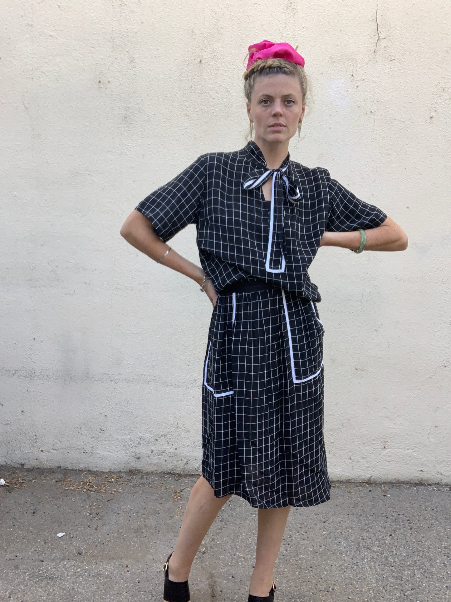 Colovos Asymmetrical Checkered Dress - The Curatorial Dept.