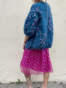 Vintage Blue Mohair Cardigan Sweater - The Curatorial Dept.