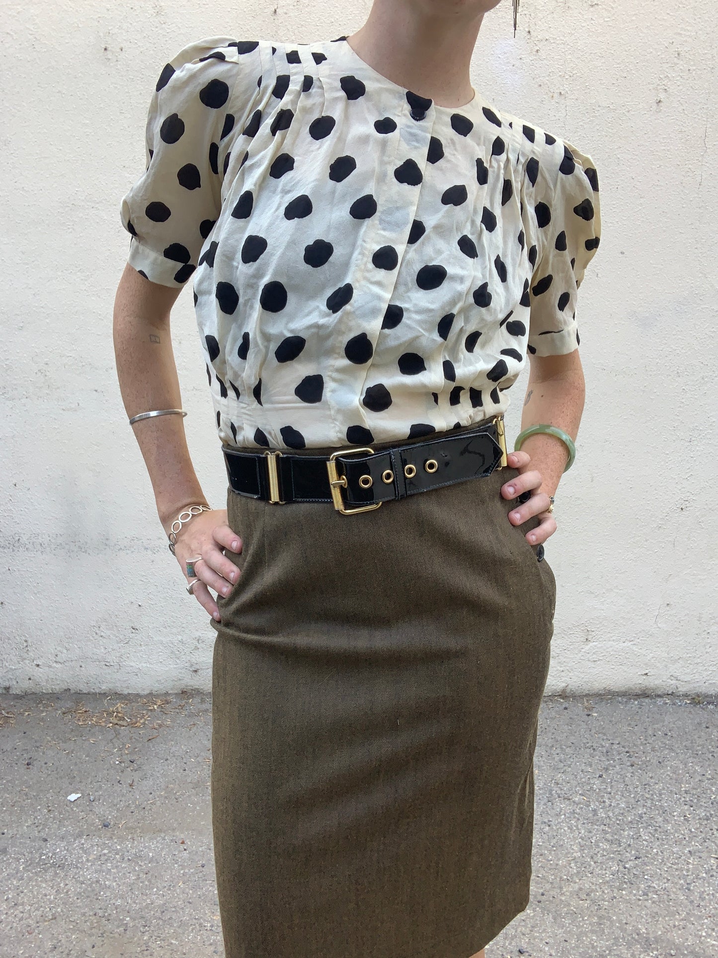 Vintage YSL Yves Saint Laurent Patent Leather Black Belt - The Curatorial Dept.