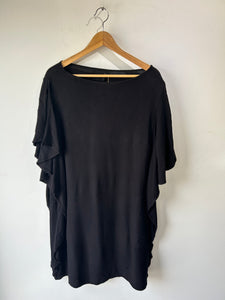 No. 6 Store Black Cotton Dress With Ruffled Sides